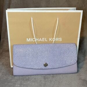 💜MICHAEL KORS💜Juliana Lilac Animal Print Large Flap Wallet/NWOT